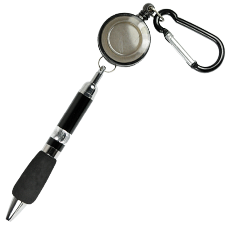 Black Retractable Badge Reel Pen Belt Clip & Carabiner