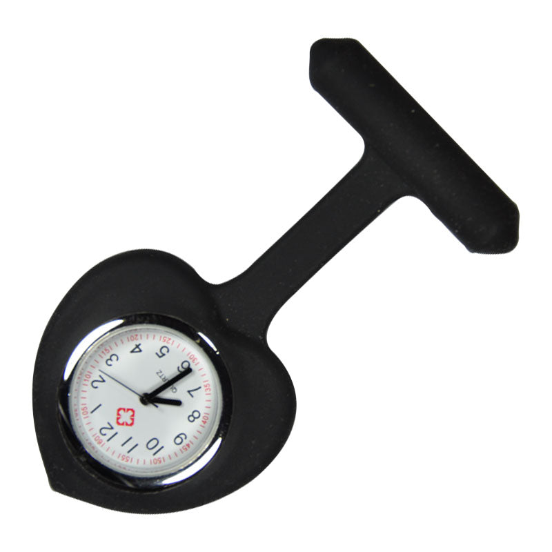 Nurse Brooch Fob Tunic Watch + Black Silicone Heart Cover
