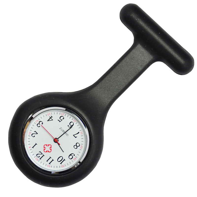 Nurse Brooch Fob Tunic Watch + Black Silicone Cover