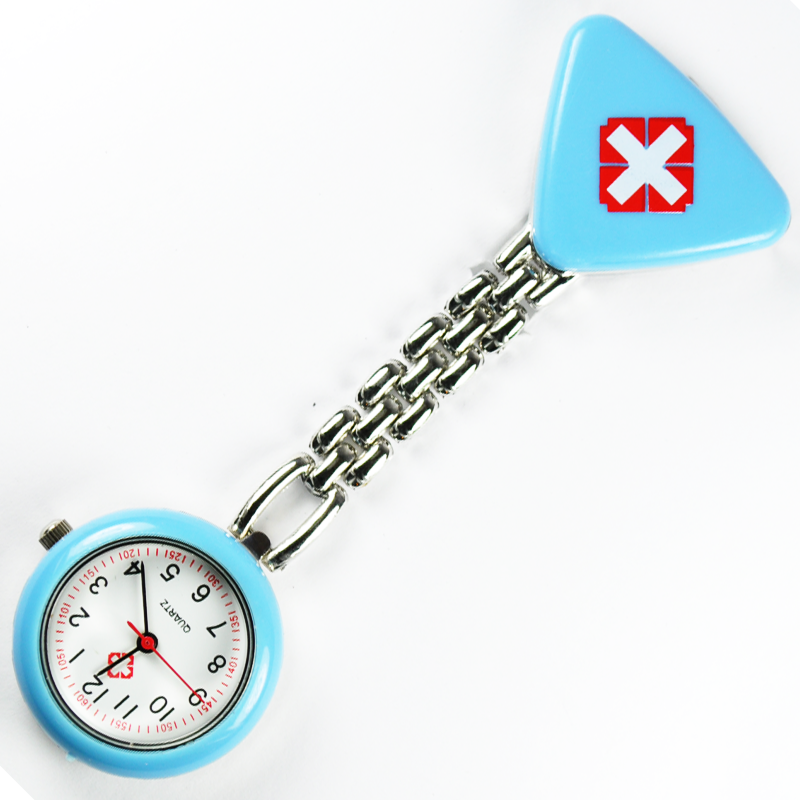 Cyan Blue Nurse Fob Brooch Pendant Pocket Quartz Watch