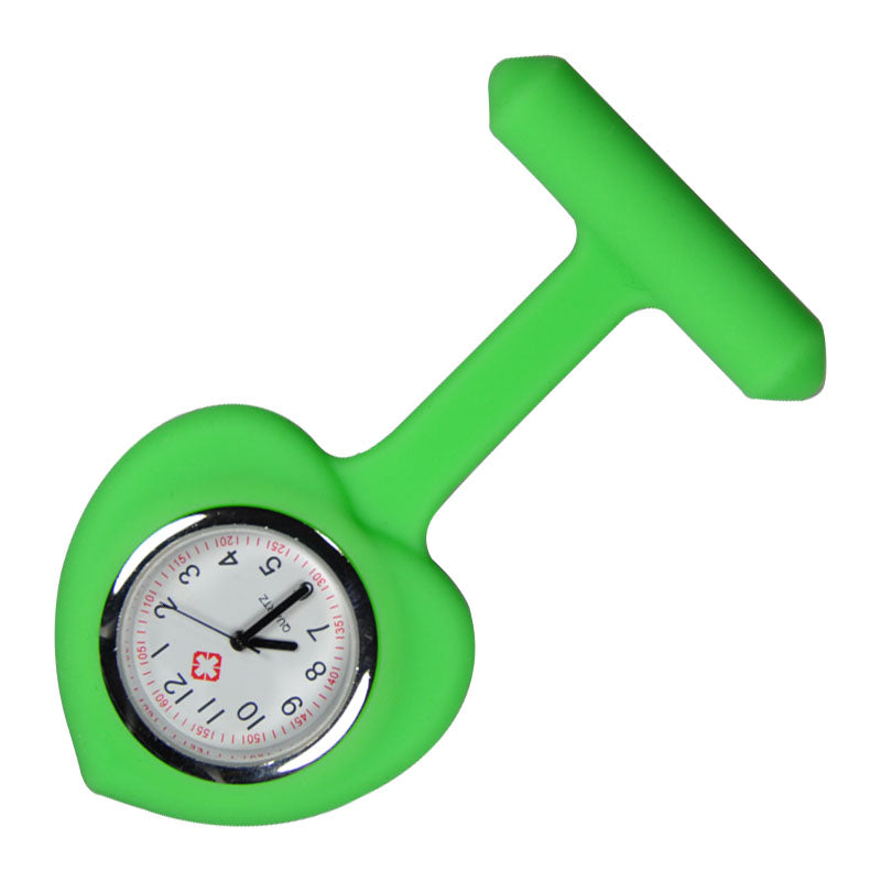 Nurse Brooch Fob Tunic Watch + Green Silicone Heart Cover