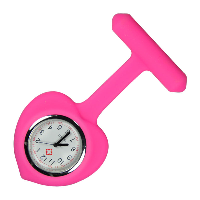 Nurse Brooch Fob Tunic Watch + Pink Silicone Heart Cover