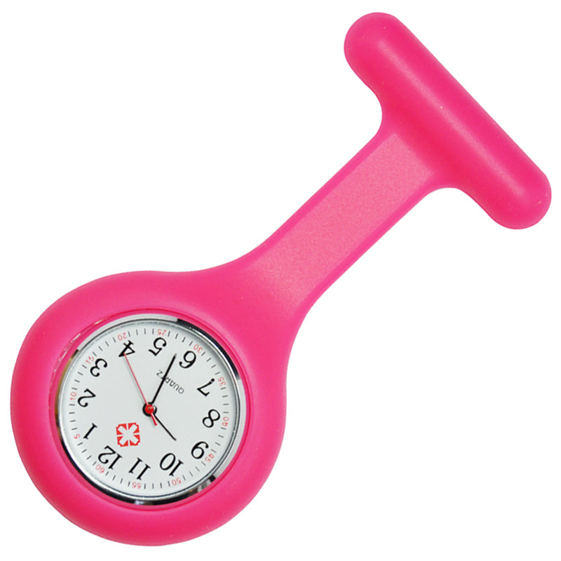 Nurse Brooch Fob Tunic Watch + Hot Pink Silicone Cover