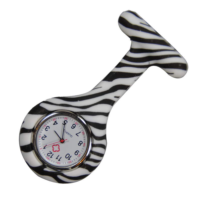 Nurse Brooch Fob Tunic Watch + Zebra Print Silicone Cover