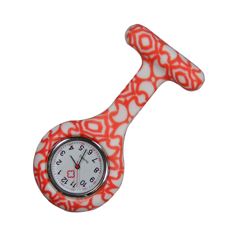 Nurse Brooch Fob Tunic Watch + Orange Art Print Silicone Cover