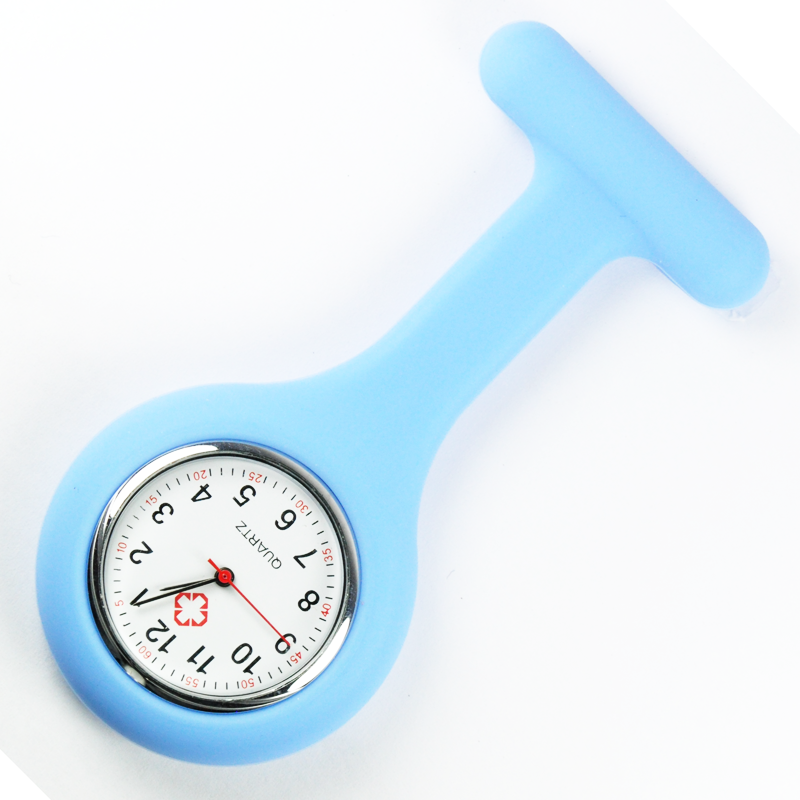 Nurse Brooch Fob Tunic Watch + Cyan Blue Silicone Cover