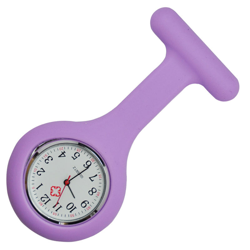 Nurse Brooch Fob Tunic Watch + Light Purple Silicone Cover