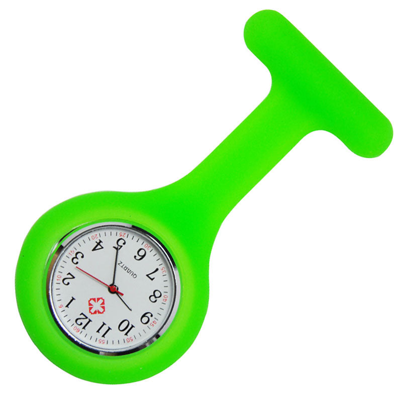 Nurse Brooch Fob Tunic Watch + Neon Green Silicone Cover