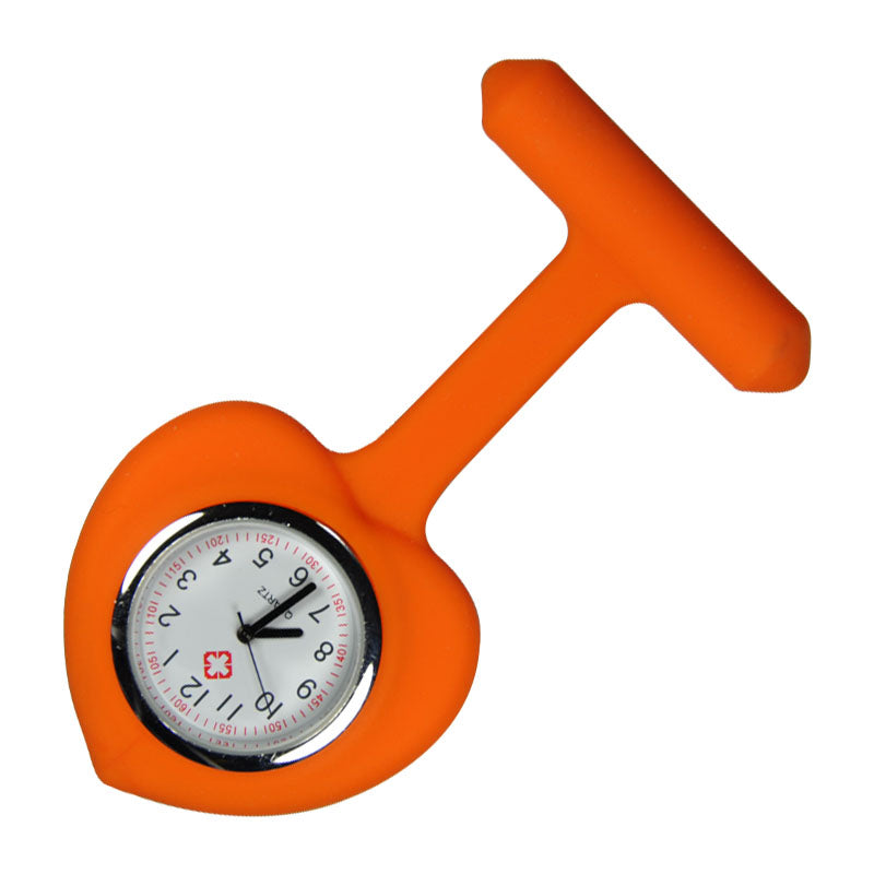 Nurse Brooch Fob Tunic Watch + Orange Silicone Heart Cover