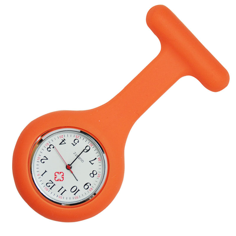 Nurse Brooch Fob Tunic Watch + Orange Silicone Cover