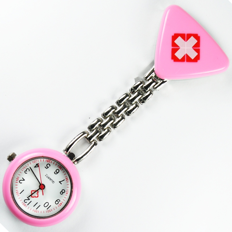 Pink Nurse Fob Brooch Pendant Pocket Quartz Watch