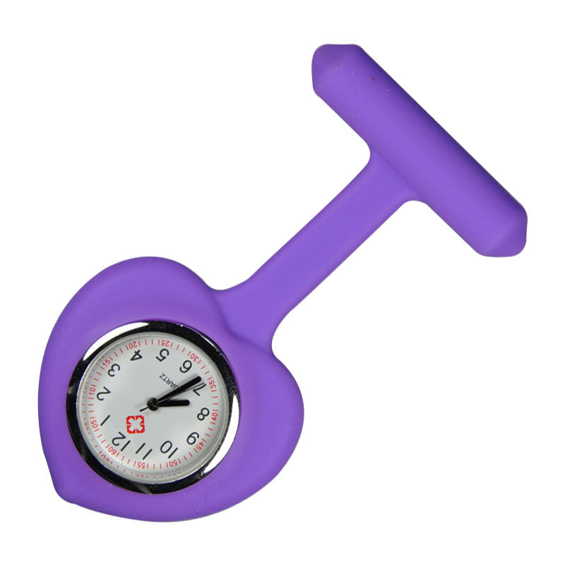 Nurse Brooch Fob Tunic Watch + Purple Silicone Heart Cover