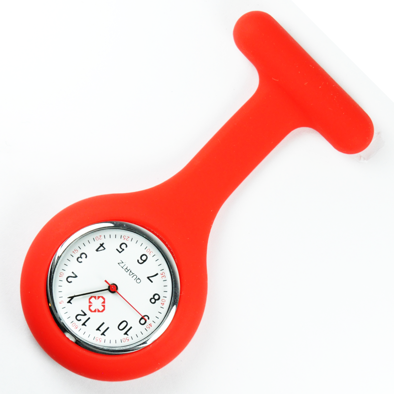 Nurse Brooch Fob Tunic Watch + Red Silicone Cover
