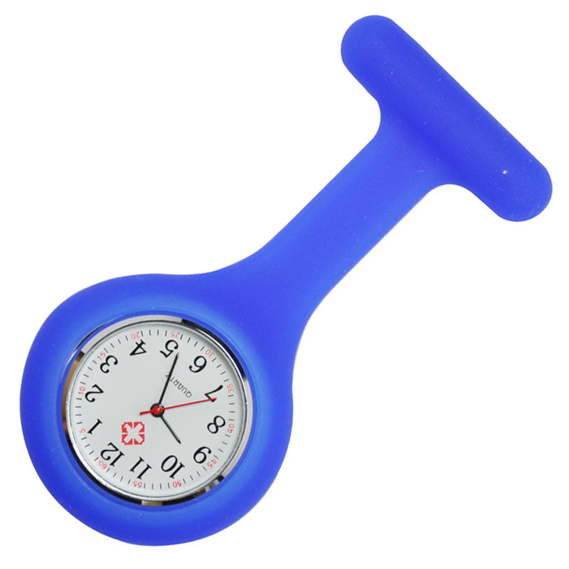 Nurse Brooch Fob Tunic Watch + Royal Blue Silicone Cover