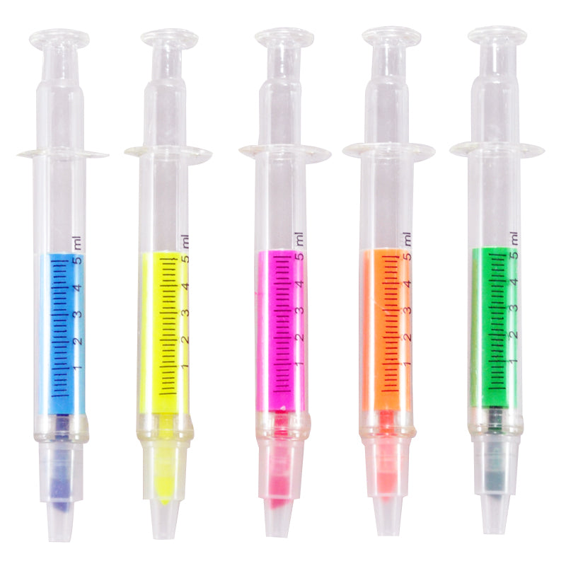 Novelty syringe highlighters markers set.