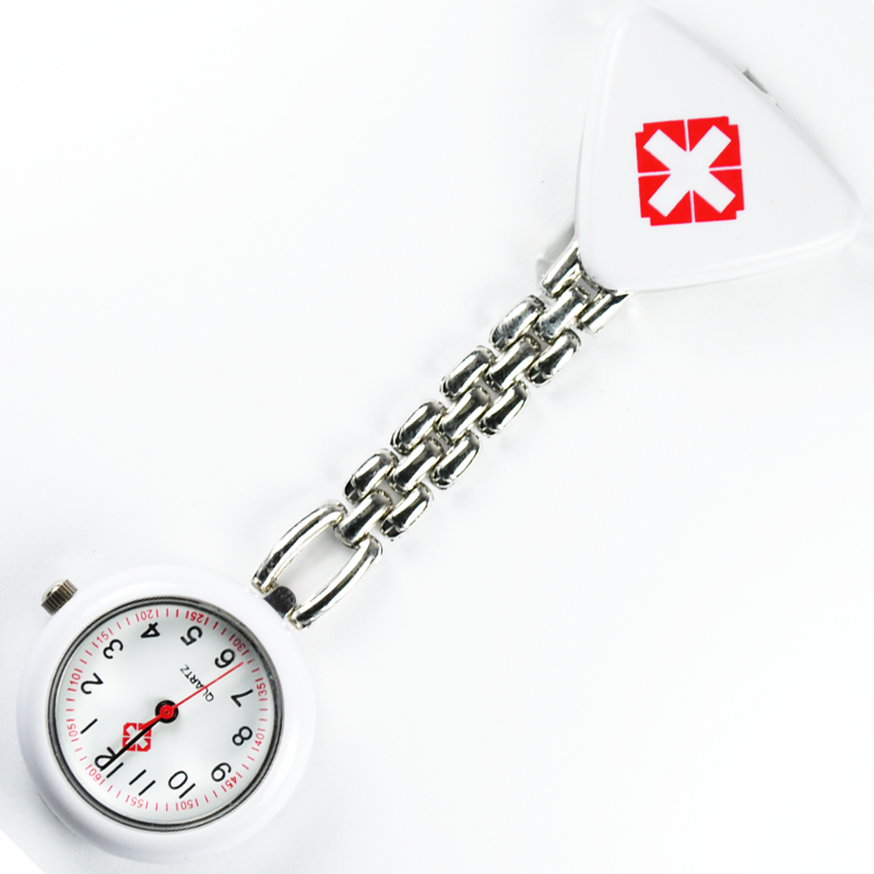 White Nurse Fob Brooch Pendant Pocket Quartz Watch