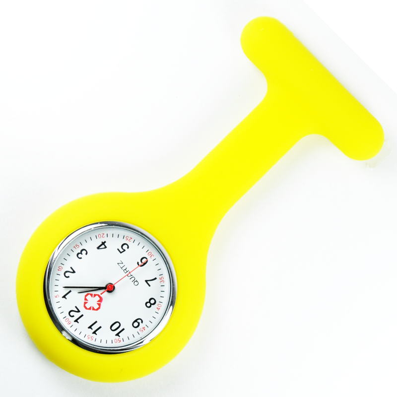 Nurse Brooch Fob Tunic Watch + Yellow Silicone Cover